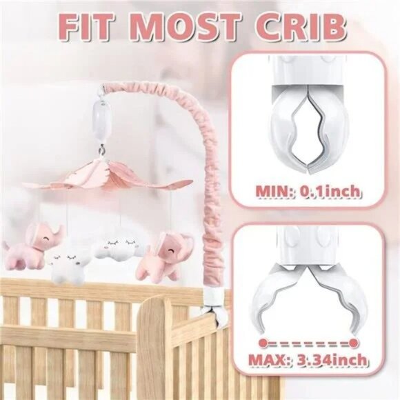 Crib Mobile for Girls with 3 Modes Music Box Turn Only, Music Only, Turn & Music - Picture 4 of 5